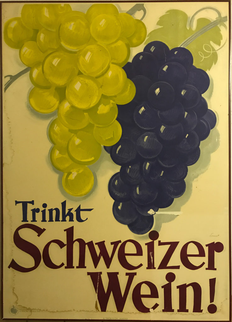trnkt schweizer wein - altes plakat von stämpfli wy